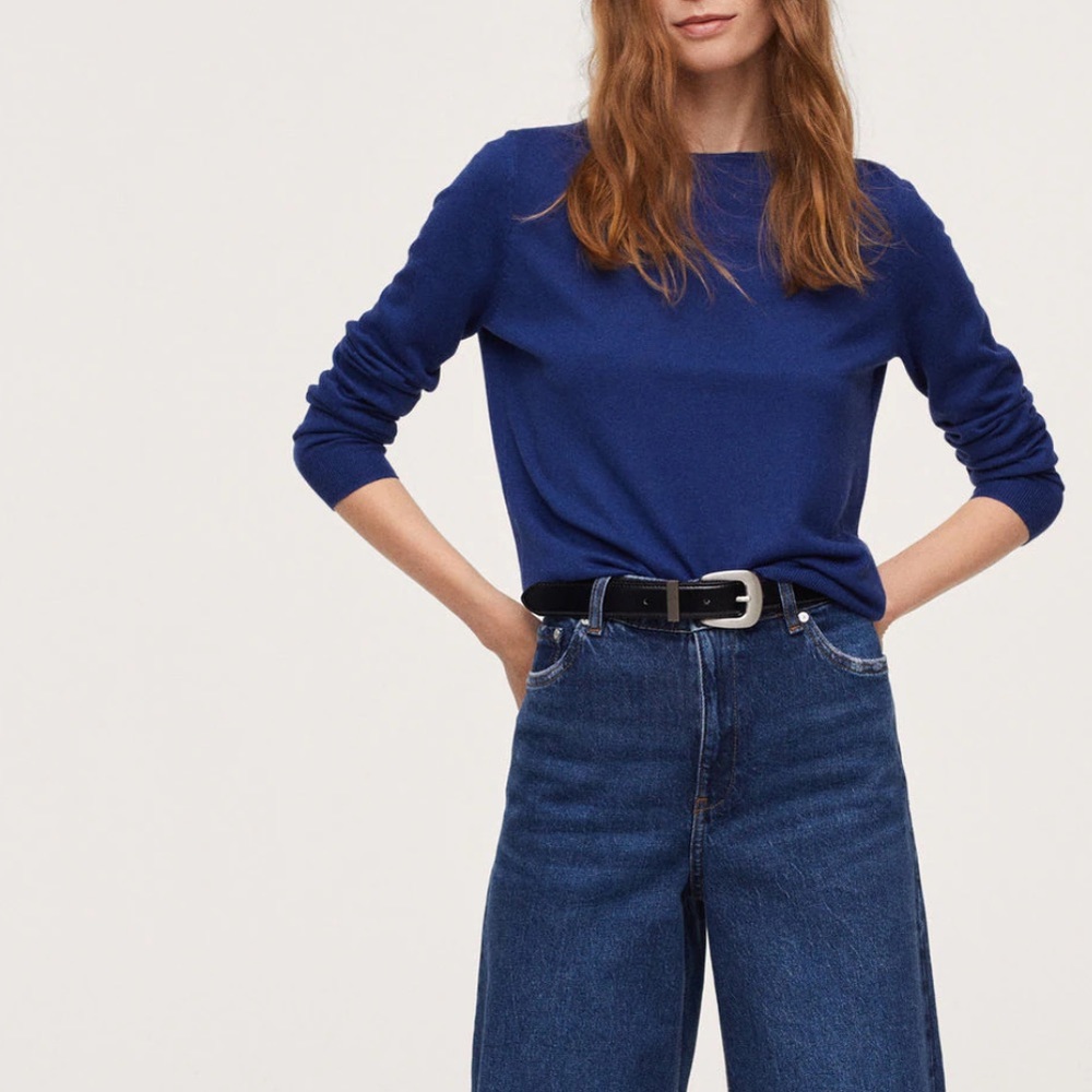 COPY - Fine knit Rounded neck Cashmere Blend Sweater